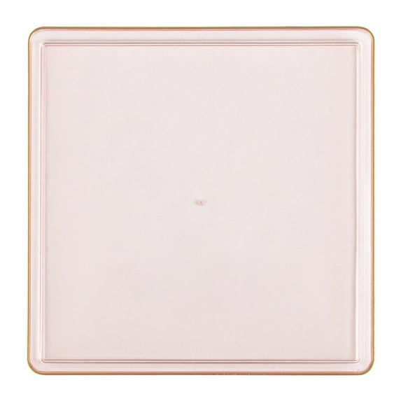 EcoQuality 13" inch Disposable Square Translucent Pink Plastic Plates with Gold Rim, China Like Party Plates, Heavy Duty Charger Plate, Dinner, Weddings, Baby Showers, Catering, Non Toxic (36)
