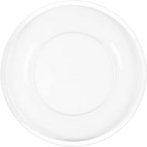 EcoQuality 13" inch Round Clear Plastic Charger Plates with White Rim - China Like Party Plates, Heavy Duty Large Disposable Dinner Plates, Reusable Salad Plate, Wedding, Catering, Dinnerware (28)