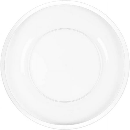 EcoQuality 13" inch Round Clear Plastic Charger Plates with White Rim - China Like Party Plates, Heavy Duty Large Disposable Dinner Plates, Reusable Salad Plate, Wedding, Catering, Dinnerware (28)