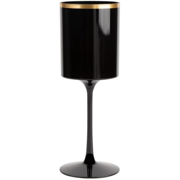 EcoQuality 14 oz Black Round Wine Glass with Gold Rim Elegant Tableware for Wine, Champagne, Special Occasions – Perfect for Weddings, Parties, Formal Events (20)