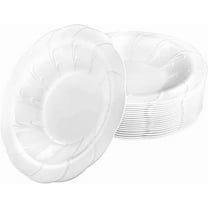 EcoQuality 14oz White Pearl Round Plastic Bowl - Elegant Disposable Serving Bowl for Weddings, Parties, and Special Events - Durable, Reusable Tableware - Perfect for Catering and Buffets (10)