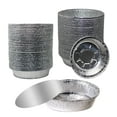 thumbnail image 1 of EcoQuality [150 Pack] - 8 Inch Disposable Round Aluminum Foil Take-Out Pans with Board Lids Set - Disposable Tin Containers, Perfect for Baking, Cooking, Catering, Cake Pans, Parties, Restaurants, 1 of 7