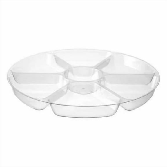 EcoQuality 16" 7-Compartment Clear Tray Disposable Serving Platter for Catering, Parties, Events, Buffets, Weddings, Banquets, Food Display, Lightweight and Durable (1)