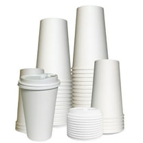 EcoQuality 16 oz White Hot Drink Paper Cups with White Dome Lids - Disposable Paper Coffee Cups perfect for Tea, Latte's, Coffee Shops, Restaurant Grade (25)