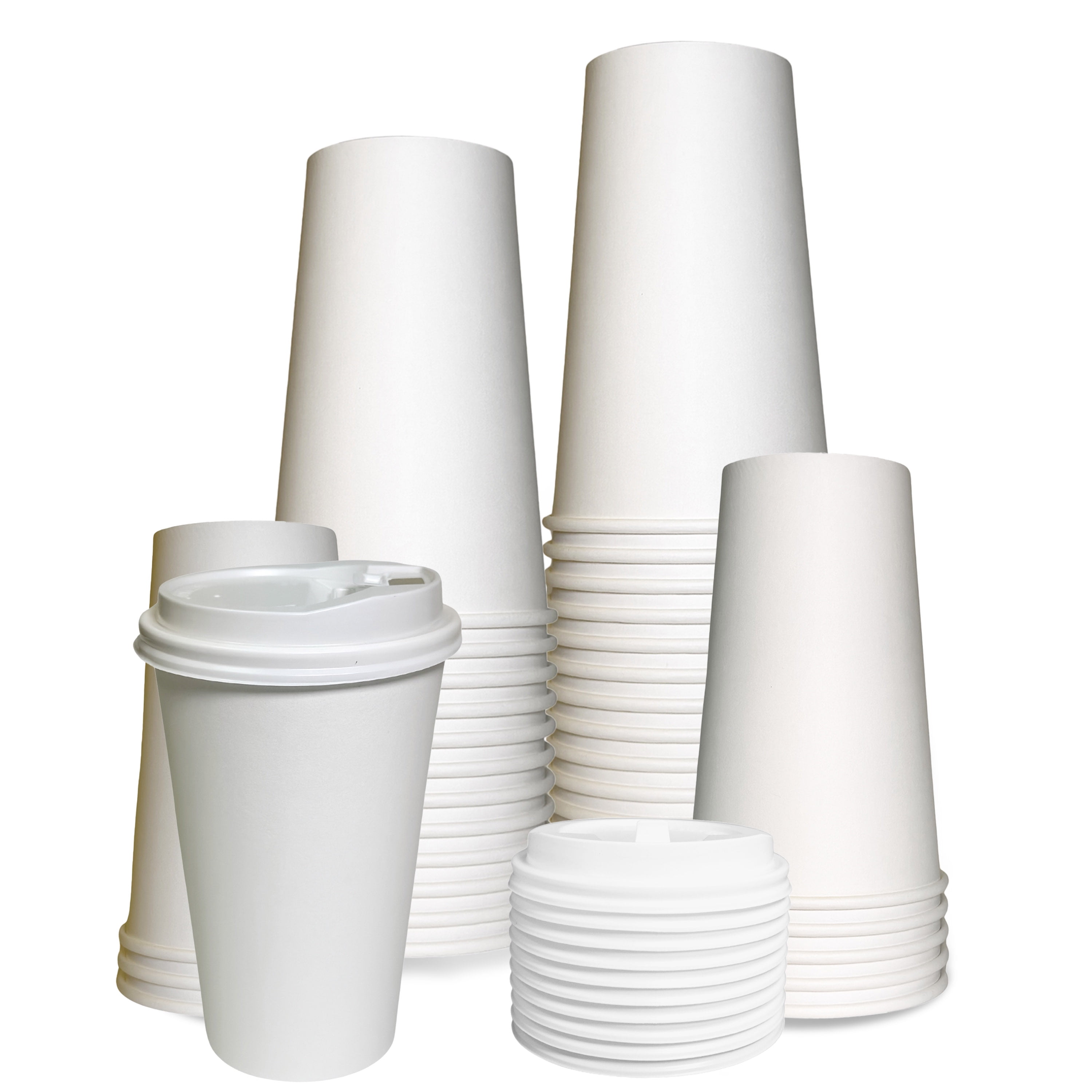 EcoQuality 16 oz White Hot Drink Paper Cups, Compostable, Includes ...