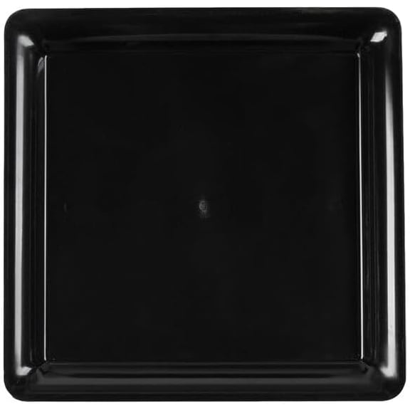 EcoQuality 16 x 16 inch Black Plastic Serving Tray, Square Disposable Platter for Appetizers, Desserts, Fruit and Catering (5)