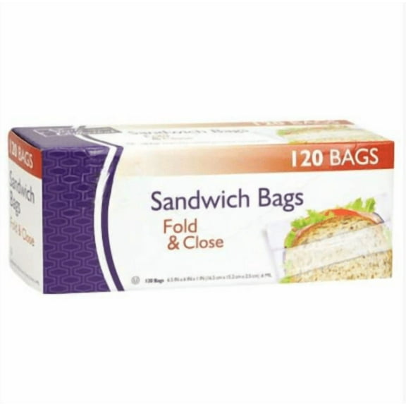 EcoQuality Flip-Top Sandwich Bags - Snack Bags, Food Grade, Food Packaging Storage Container Bag (60)