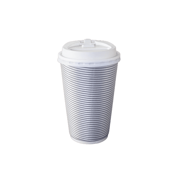EcoQuality 16oz Silver Ripple Hot Cup with Lid - Biodegradable Disposable Paper Cups - Eco-friendly Hot Cups for Home, Office, Events, Wedding, Parties (180)