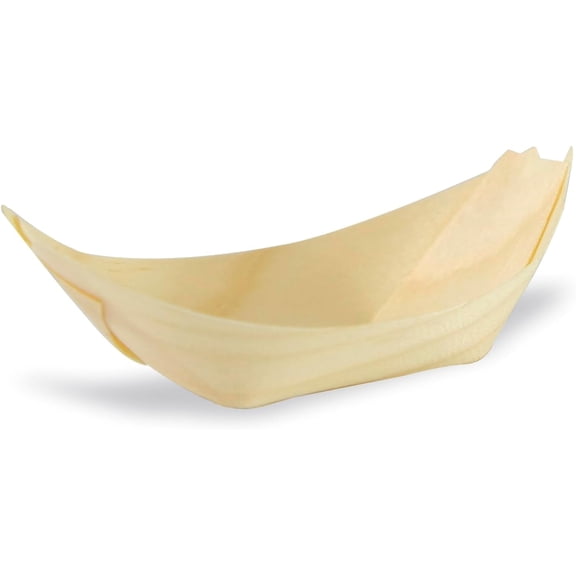 EcoQuality 1oz Mini Bamboo Boats, 2.3x1.9 Inch Disposable Serving Trays, Compostable Eco Friendly for Appetizers, Sushi, Sauces, Samples, Catering, BBQs, Parties (500)