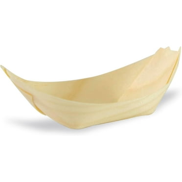 EcoQuality 1oz Mini Bamboo Boats, 2.3x1.9 Inch Disposable Serving Trays, Compostable Eco Friendly for Appetizers, Sushi, Sauces, Samples, Catering, BBQs, Parties (100)
