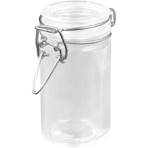 EcoQuality 2.5oz Round Glass Mason Jar with Airtight Leak Proof Hinged Lid Storage Container for Spices, Herbs, Honey, Seasonings, Condiments, and DIY Crafts (6)