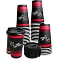 thumbnail image 1 of EcoQuality 20 oz Disposable Paper Coffee Cups with Black Flat Lids, Recyclable Hot/Cold Beverage Paper Drinking Cups with Lids for Tea, Water, Coffee, Travel, Picnic, Breakroom, Office (100 PACK), 1 of 5