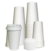 EcoQuality 20 oz White Hot Drink Paper Cups with White Dome Lids - Disposable Paper Coffee Cups perfect for Tea, Latte's, Coffee Shops, Restaurant Grade (25)
