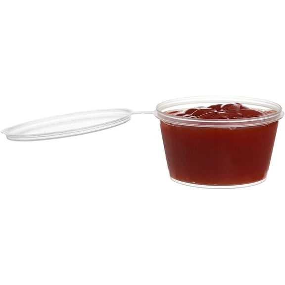 EcoQuality [2000 Pack] 3 Oz Leak Proof Plastic Condiment Souffle Containers with Attached Lids - Portion Cup with Hinged Lid Perfect for Sauces, Samples, Slime, Jello Shot, Food Storage & More!