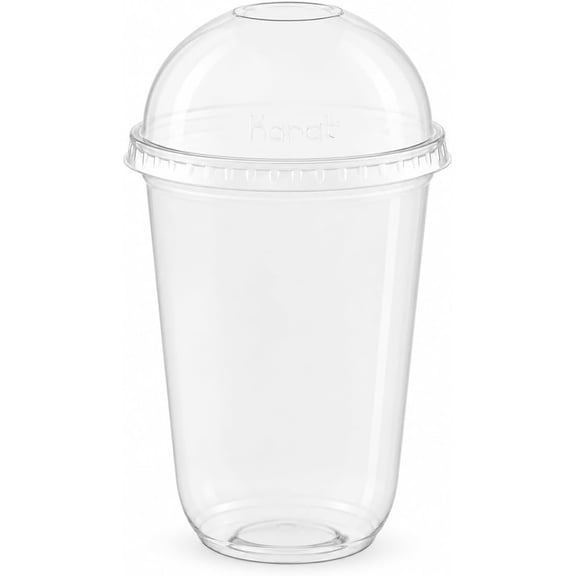EcoQuality 20oz Clear PET U-Shaped Cups with Dome Lids, 400 Pack
