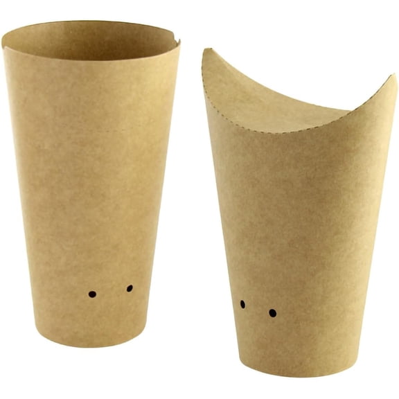 EcoQuality 20oz Disposable Closeable Kraft Paper French Fry Container with Ventilation Holes (100)