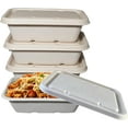 thumbnail image 1 of EcoQuality 22oz Disposable Bowls with Fiber Lids - Rectangular Compostable Sugarcane Fiber Biodegradable Paper Bowls Eco-Friendly Take Out Food Storage Containers, Microwave Safe, Meal Prep (400 PACK), 1 of 8
