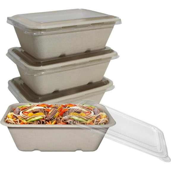 (300 Pack) EcoQuality 24oz Disposable Bowls with Fiber Lids ...