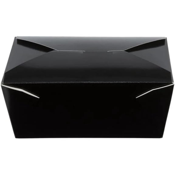 EcoQuality 26oz #1 Black Paper Take Out Food Containers with Closeable Lid Leak Resistant Disposable Microwave Safe Recyclable (400)