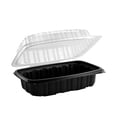 thumbnail image 1 of EcoQuality 26oz Hinged 9x6x3 Inch Black Clamshell Takeout Container with Clear Lid Disposable Food Container for Takeout, Restaurants, Meal Prep, Catering, Delivery (60), 1 of 8