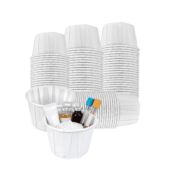 EcoQuality 2oz Disposable White Paper Medicine Cup with Rolled Rim - Medication Dispensing, Dose Prep, Sample Handling, Clinics, Pharmacies, Dental, and Lab Use (2000)