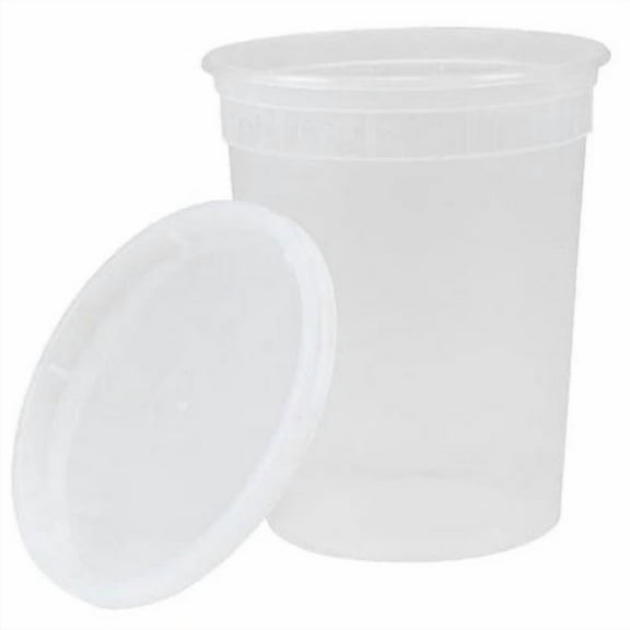 EcoQuality 32oz Plast Deli Container with Lid - Reusable Plastic Food Storage Canisters, Meal Prep, Lunch, Togo, Stackable, BPA-Free Snack Containers (80)