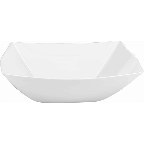 EcoQuality 34oz White Square Plastic Serving Bowl – Disposable, Elegant, Salad, Snacks, Fruit, and Appetizers, Durable, Reusable, Parties, Events, Catering, Everyday Use (5)
