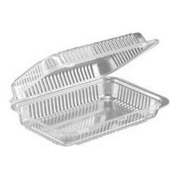 EcoQuality 36oz 9-3/8X6-3/8X2 Clear Plastic Hinged Container Tamper Resistant Multiple Use Food Storage Container SLP30 (200)