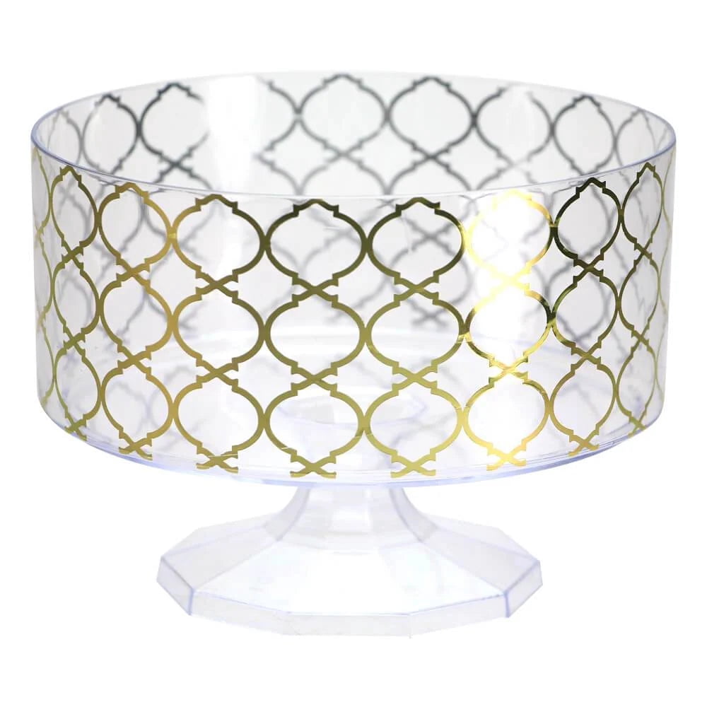 EcoQuality 40oz Trifle Bowl with Gold Lattice - Disposable Plastic Soup Bowls, Heavy Duty Plastic Salad Bowls, Dessert Bowl for Baby Showers, Weddings, Birthday Party (9)