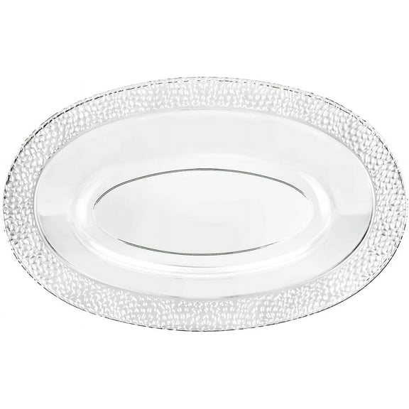 EcoQuality 48oz Clear Design Plastic Oval Bowl - Elegant Disposable Serving for Parties Weddings Catering Buffets Salads Sides Fruits Durable for Events and Entertaining (2)