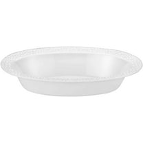 EcoQuality 48oz Pearl White Oval Plastic Bowl - Elegant Disposable Serving Bowl for Appetizers, Salads, Desserts, and Party Snacks - Perfect for Catering, Weddings, and Events (2)