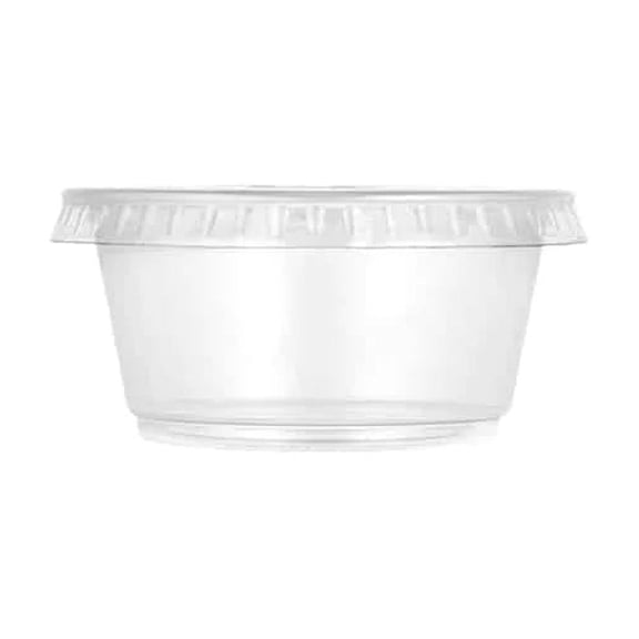 EcoQuality 4oz Clear Portion Cup with Lid - Reusable Plastic Food Storage Canisters, Sauces, Meal Prep, Togo, Stackable, BPA-Free Snack Containers (108)