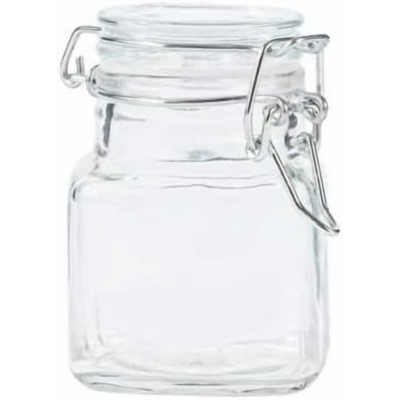 EcoQuality 4oz Square Glass Mason Jar with Airtight Leak Proof Hinged Lid Storage Container for Spices, Herbs, Honey, Seasonings, Condiments, and DIY Crafts (2)
