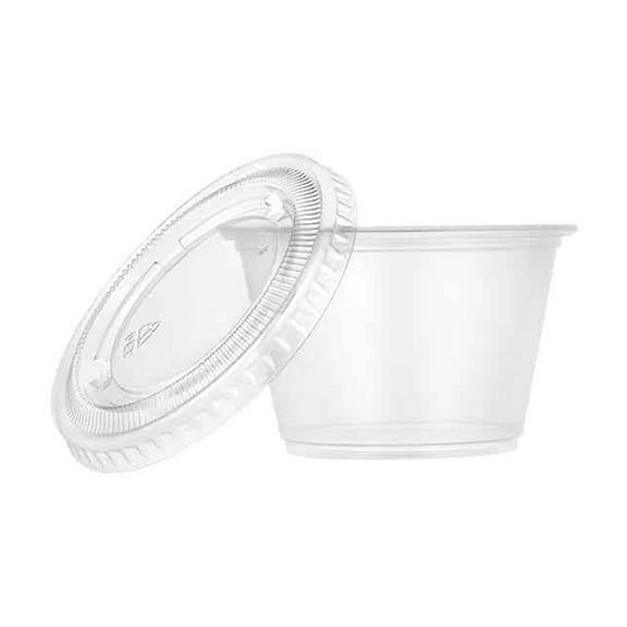 EcoQuality 5.5oz Clear Plastic Portion Cup with Lid - Disposable Plastic Cups - Eco-friendly Cold Cups for Cocktails, Home, Office, Events, Wedding, Parties (84)