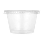 EcoQuality 5.5oz Clear Portion Cup with Lid - Reusable Plastic Food Storage Canisters, Sauces, Meal Prep, Togo, Stackable, BPA-Free Snack Containers 180