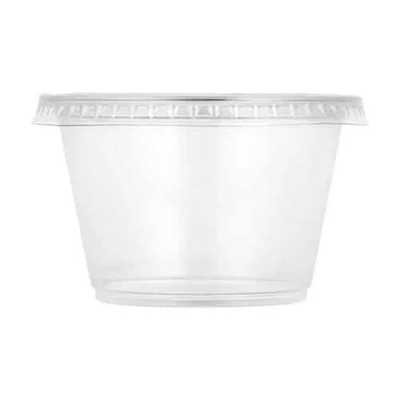 EcoQuality 5.5oz Clear Portion Cup with Lid - Reusable Plastic Food Storage Canisters, Sauces, Meal Prep, Togo, Stackable, BPA-Free Snack Containers (90)