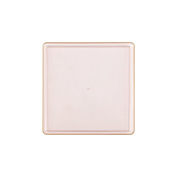 EcoQuality 5" inch Disposable Square Translucent Pink Plastic Plates with Gold Rim, China Like Party Plates, Heavy Duty Dessert Plate, Salads, Weddings, Baby Showers, Catering, Non Toxic (30)