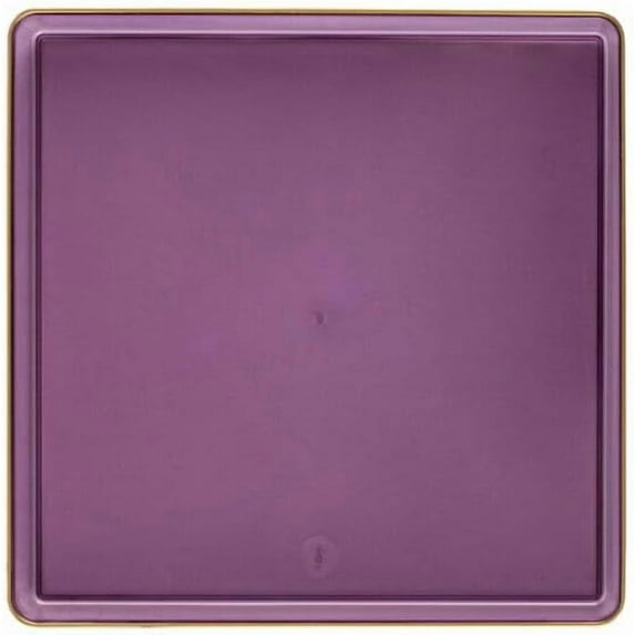 EcoQuality 5" inch Disposable Square Translucent Purple Plastic Plates with Gold Rim, China Like Party Plates, Heavy Duty Dessert Plate, Salads, Weddings, Baby Showers, Catering, Non Toxic (90)