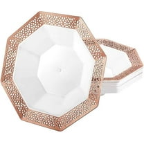 EcoQuality 5 oz Rose Gold Plastic Bowl Octagon Design - Elegant Disposable Serving Bowl for Weddings, Parties, and Special Events - Durable, Reusable Tableware - Perfect for Catering and Buffets (10)