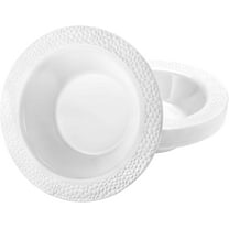 EcoQuality 5 oz White Pearl Round Plastic Bowl Pebble Design - Elegant Disposable Serving Bowl for Weddings, Parties, and Special Events - Durable, Reusable Tableware - Catering and Buffets (10)