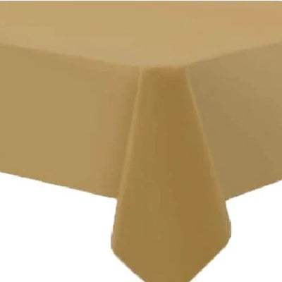 EcoQuality 54" x 108" Gold Rectangle Tablecover - Durable Tablecloth - Table Cover for Dining, Buffet Parties and Camping (6)
