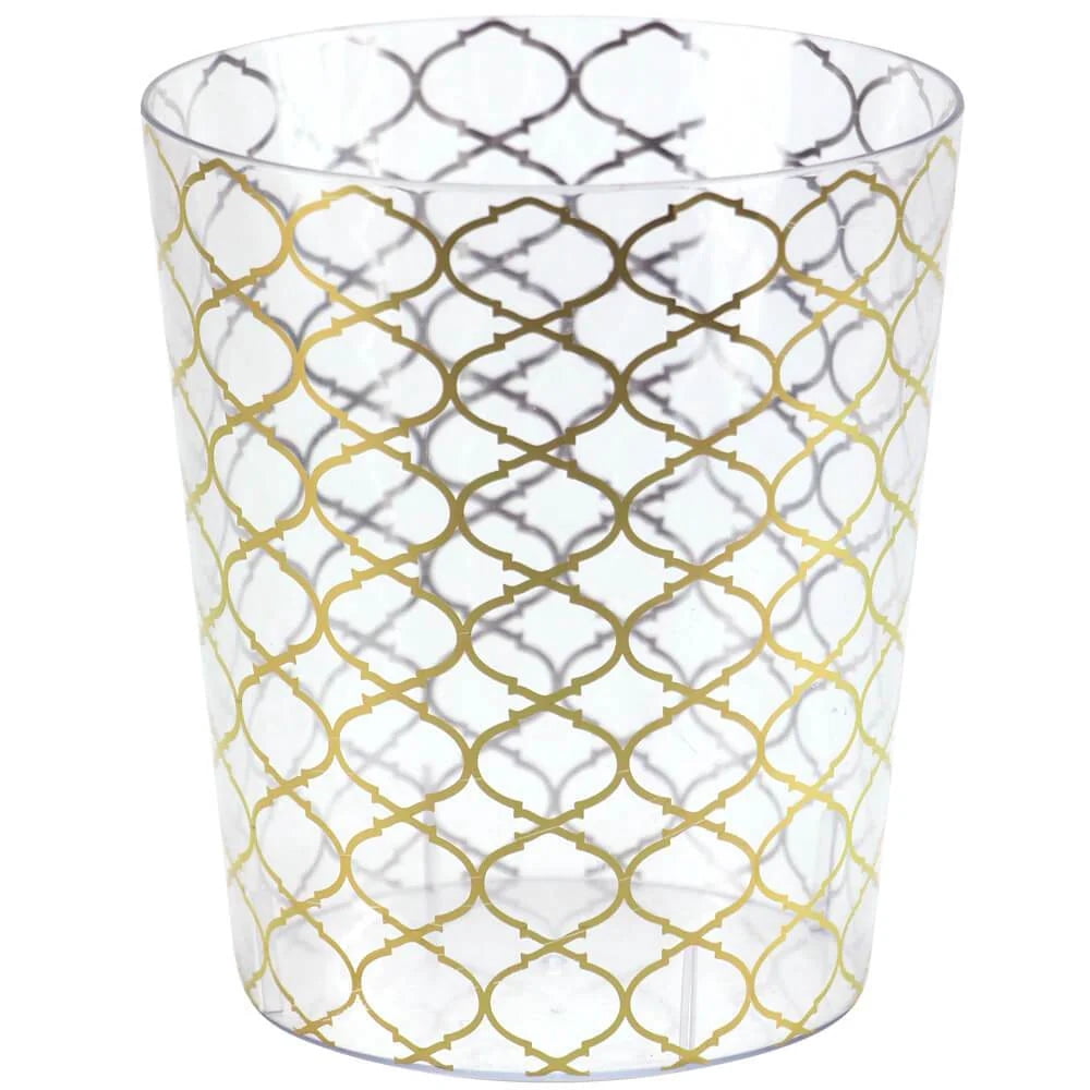 EcoQuality 55 oz Clear with Gold Lattice Container Plastic Bowl - Disposable Plastic Soup Bowls, Heavy Duty Plastic Salad Bowls, Dessert Bowl for Baby Showers, Weddings, Birthday Party (12)