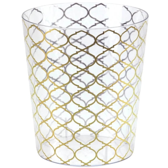 EcoQuality 55 oz Clear with Gold Lattice Container Plastic Bowl - Disposable Plastic Soup Bowls, Heavy Duty Plastic Salad Bowls, Dessert Bowl for Baby Showers, Weddings, Birthday Party (24)