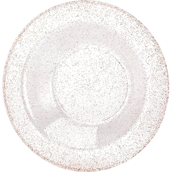 EcoQuality 5oz Rose Gold Round Plastic Bowl with Glitter Design – Elegant & Disposable Tableware for Parties, Desserts, Snacks & Catering – Weddings, Birthdays, Events, Durable & Stylish Design (20)