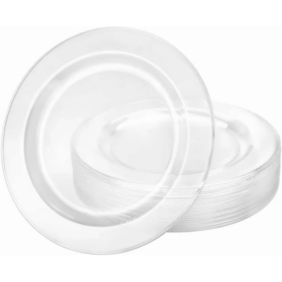 EcoQuality 6.25 inch Clear Round Salad Plate – Elegant Disposable Plastic Dinner Plate for Weddings, Parties, Catering, and Buffets – Durable & Reusable Tableware (40)