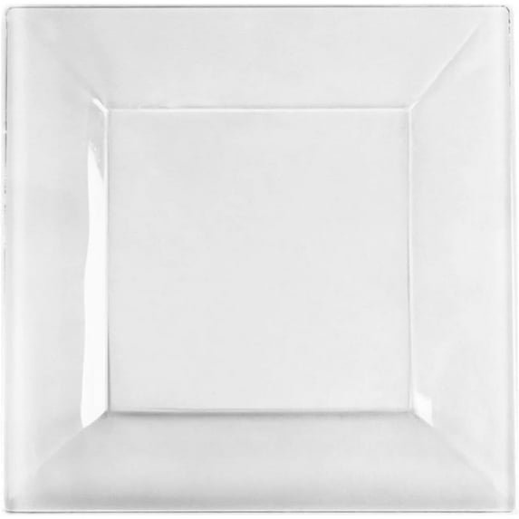 EcoQuality 6.5" inch Clear Square Plastic Plates - Disposable China Like Party Plates, Heavy Duty Dinner Plates, Salad Plate, Dinners, Dessert, Wedding, Serveware, Catering (80)