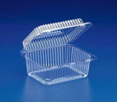 EcoQuality 6-7/8X6X3.5 Clear Plastic Hinged Clamshell Container Tamper ...