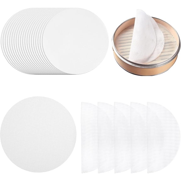 EcoQuality 6 Inch Silicone Steamer Liners, Round Non-Stick Mesh Mat, Reusable Steamer Pad for Dim Sum, Dumplings, Buns, Pastries, and Serving Pack of 2 (2)