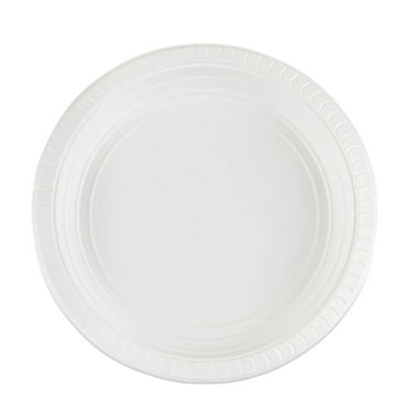 EcoQuality 6" inch Disposable Round White Plastic Serving Plates, China Like Party Plates, Heavy Duty Dinner Serving Plate, Platter, Weddings, Baby Showers, Catering, Non Toxic (10)