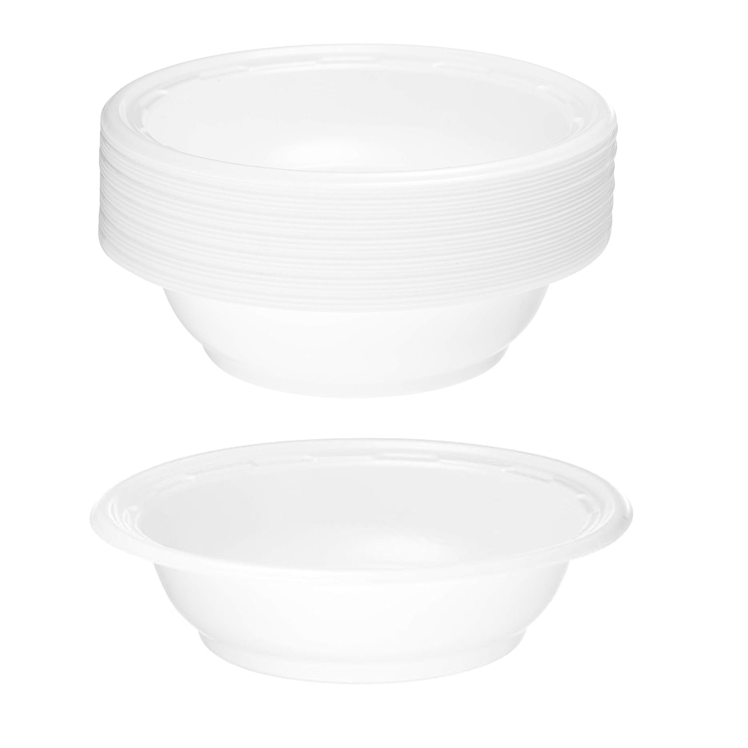 EcoQuality 6oz Disposable White Plastic Bowls - Plastic Dessert Bowls, Dip Bowls, Ice Cream, Sundae, Heavy Duty Plastic Soup Bowls for Baby Showers, Weddings, Birthday Party, Receptions (100)